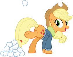 Size: 3869x3000 | Tagged: safe, artist:cloudy glow, applejack, earth pony, pony, g4, tanks for the memories, .ai available, high res, simple background, snow, snowball, solo, transparent background, vector