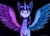 Size: 680x492 | Tagged: safe, artist:strategeak, twilight sparkle, alicorn, pony, g4, black background, female, mare, scar, simple background, solo, spread wings, torn ear, twilight sparkle (alicorn), wings