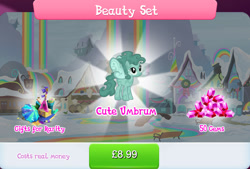 Size: 1263x854 | Tagged: safe, gameloft, rabia, umbrum, g4, my little pony: magic princess, bundle, bush, costs real money, english, female, gem, guitar, mobile game, musical instrument, numbers, sale, solo, spread wings, text, umbrella, wings