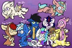 Size: 3000x2000 | Tagged: safe, artist:exobass, oc, oc:argon sunborn, oc:exobass, oc:hammonia, oc:moon glow, oc:star seeker, oc:starburst, oc:summer sorbet, oc:tropical coral, alicorn, bat pony, deer, dragon, kirin, pegasus, pony, chibi, cloven hooves, female, furry, high res, mare, orcapony, scallie