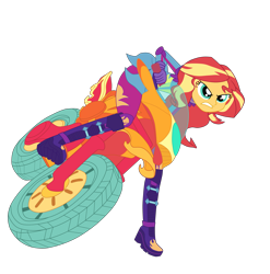 Size: 4937x5000 | Tagged: safe, artist:gmaplay, sunset shimmer, human, equestria girls, g4, my little pony equestria girls: friendship games, boots, clothes, friendship games motocross outfit, friendship games outfit, gloves, motocross outfit, motorcross, motorcycle, motorcycle outfit, shoes, simple background, solo, transparent background, tri-cross relay outfit