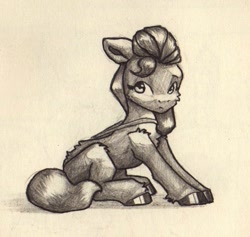 Size: 708x670 | Tagged: safe, artist:itssim, sunny starscout, earth pony, pony, g5, my little pony: a new generation, pencil drawing, sitting, solo, traditional art