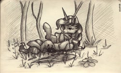 Size: 1360x824 | Tagged: safe, artist:itssim, princess luna, alicorn, pony, g4, pencil drawing, traditional art