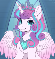 Size: 1448x1556 | Tagged: safe, artist:trickate, princess flurry heart, alicorn, pony, crown, cute, female, flurrybetes, jewelry, looking at you, mare, older, older flurry heart, regalia, smiling, smiling at you, solo, tiara