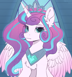 Size: 1448x1556 | Tagged: safe, alternate version, artist:trickate, princess flurry heart, alicorn, pony, g4, female, flowing mane, jewelry, looking at you, mare, older, older flurry heart, solo, tiara