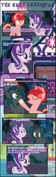 Size: 1484x4725 | Tagged: safe, artist:shootingstarsentry, starlight glimmer, oc, oc:nightshade (digimonlover101), oc:star curve, changepony, hybrid, pony, unicorn, comic:the next generation, g4, interspecies offspring, offspring, parent:king sombra, parent:queen chrysalis, parent:starlight glimmer, parent:sunburst, parents:chrysombra, parents:starburst