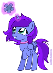 Size: 722x1000 | Tagged: safe, artist:jennieoo, oc, oc:aliss, alicorn, pony, alicorn oc, choker, female, filly, flower, foal, horn, jewelry, magic, necklace, show accurate, simple background, solo, teenager, transparent background, wings