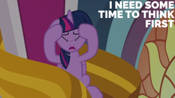 Size: 1920x1080 | Tagged: safe, edit, edited screencap, editor:quoterific, screencap, twilight sparkle, alicorn, pony, g4, the ending of the end, floppy ears, solo, throne, twilight sparkle (alicorn)
