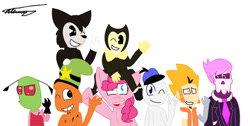 Size: 1024x516 | Tagged: safe, pinkie pie, g4, crossover, danger dolan, invader zim, simple background, wander (wander over yonder), wander over yonder, white background