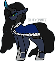 Size: 1441x1586 | Tagged: safe, artist:sexygoatgod, oc, oc only, oc:eclipse terror, pony, unicorn, adoptable, cape, clothes, horn, offspring, parent:king sombra, parent:princess luna, parents:lumbra, simple background, solo, transparent background, unicorn oc