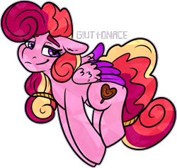 Size: 1682x1592 | Tagged: safe, artist:sexygoatgod, oc, oc only, oc:chocolate sweetheart, crystal pegasus, crystal pony, pegasus, pony, adoptable, crack ship offspring, female, magical lesbian spawn, offspring, parent:pinkie pie, parent:princess cadance, parents:cadancepie, pegasus oc, simple background, solo, transparent background