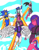 Size: 790x1012 | Tagged: safe, artist:agentjokester, pipp petals, rarity, alicorn, bat, fox, anthro, g5, alicornified, carmelita fox, clothes, flying, group, jetpack, jumpsuit, krystal, leotard, pippcorn, quintet, race swap, raricorn, rouge the bat, sky, sky background, sly cooper, smiling, sonic the hedgehog (series), star fox