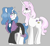 Size: 772x717 | Tagged: safe, artist:dsstoner, fancypants, fleur-de-lis, pony, unicorn, g4, aggie.io, blushing, clothes, fancy skirt, female, flavien-de-los, grayscale, heart, male, mare, monochrome, monocle, rule 63, ship:fancyfleur, shipping, simple background, smiling, stallion, straight