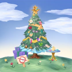 Size: 4096x4096 | Tagged: safe, artist:felldeal, hitch trailblazer, pipp petals, shimmerwing, zipp storm, butterfly, series:daily drawing december, g5, my little pony: a maretime bay adventure, christmas, holiday, no pony, tree