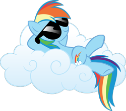 Size: 1752x1552 | Tagged: safe, artist:jaye, rainbow dash, pegasus, pony, g4, .svg available, chillaxing, cloud, lying down, lying on a cloud, on a cloud, simple background, solo, stock vector, sunglasses, svg, transparent background, vector