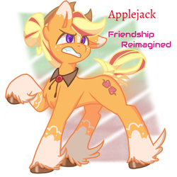 Size: 1080x1080 | Tagged: safe, alternate version, artist:flower-black, derpibooru exclusive, applejack, earth pony, pony, comic:friendship reimagined, g4, applejack's hat, cowboy hat, hat, unshorn fetlocks