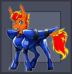 Size: 2118x2200 | Tagged: safe, artist:parrpitched, oc, oc:fireheart(fire), bat pony, pony, bat pony oc, bound wings, clothes, concave belly, crotch bulge, fireheart76's latex suit design, gloves, high res, latex, latex boots, latex gloves, latex prisoner, latex suit, prisoners of the moon, rubber, rubber suit, solo, wings