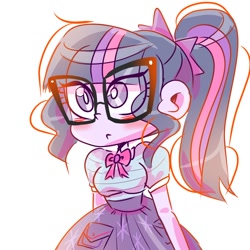 Size: 1280x1280 | Tagged: safe, artist:jully-park, sci-twi, twilight sparkle, human, equestria girls, g4, glasses, ponytail, simple background, solo, standing, white background