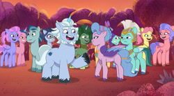 Size: 1188x661 | Tagged: safe, screencap, alphabittle blossomforth, cherry flyaway, dapple, nightracer, onyx, paisley bluebell, plum library, posey bloom, queen haven, rufus, thunder flap, earth pony, pegasus, pony, unicorn, firework-ing together, g5, my little pony: tell your tale, spoiler:g5, spoiler:my little pony: tell your tale, spoiler:tyts01e42, background pony, bedroom eyes, bridlewood, crowd, dusk, female, forest, happy, lidded eyes, male, mare, pegasus royal guard, raised hoof, royal guard, seductive, seductive look, sexy, shipping fuel, smiling, stallion, standing, stupid sexy queen haven, talking, youtube link