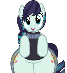 Size: 5600x6044 | Tagged: safe, artist:mrvector, coloratura, earth pony, pony, g4, absurd resolution, belly, bipedal, both cutie marks, bottom heavy, butt, butt expansion, chubby, clothes, coloratur-ass, cute, female, growth, large butt, looking at you, mare, open mouth, open smile, plot, plump, see-through, simple background, smiling, solo, the ass was fat, transparent background, vector, veil, wide hips