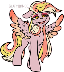 Size: 1615x1803 | Tagged: safe, artist:sexygoatgod, oc, oc only, oc:puppy love, pegasus, pony, adoptable, crack ship offspring, female, heart, heart eyes, magical lesbian spawn, offspring, parent:derpy hooves, parent:princess cadance, simple background, solo, transparent background, wingding eyes