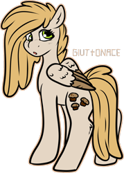 Size: 876x1225 | Tagged: safe, artist:sexygoatgod, oc, oc only, oc:banana muffin, pegasus, pony, adoptable, crack ship offspring, female, magical lesbian spawn, offspring, parent:carrot cake, parent:derpy hooves, simple background, solo, transparent background