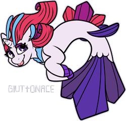Size: 1330x1276 | Tagged: safe, artist:sexygoatgod, oc, oc only, oc:princess lustrous, hippogriff, seapony (g4), unicorn, :p, adoptable, collar, dorsal fin, female, fins, fish tail, flowing mane, flowing tail, horn, mare, not queen novo, open mouth, purple eyes, seaponified, simple background, smiling, solo, species swap, swimming, tail, tongue out, transparent background
