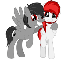 Size: 1100x900 | Tagged: safe, artist:trigger_movies, derpibooru exclusive, oc, oc only, oc:skykeeper, oc:trigger_blow, pony, 2023 community collab, derpibooru community collaboration, duo, male, simple background, stallion, standing, transparent background