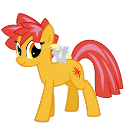 Size: 1215x1215 | Tagged: safe, artist:the smiling pony, derpy hooves, oc, oc only, oc:ciaran, earth pony, pony, 2023 community collab, derpibooru community collaboration, g4, .svg available, derpy riding oc, earth pony oc, female, looking at you, mare, plushie, simple background, smiling, solo, svg, transparent background, vector