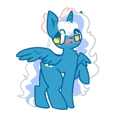 Size: 3000x3000 | Tagged: safe, artist:aurplestarss, oc, oc only, oc:fleurbelle, alicorn, pony, alicorn oc, blushing, bow, female, hair bow, high res, horn, looking back, mare, owo, simple background, solo, transparent background, wings