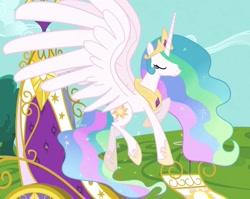 Size: 1219x969 | Tagged: safe, princess celestia, alicorn, pony, g4, cropped, eyes closed, spread wings, wings