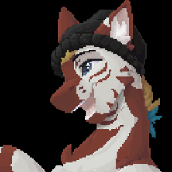 Size: 1024x1024 | Tagged: safe, artist:dorkmark, oc, oc only, pony, zebra, black background, bust, pixel art, portrait, simple background, solo