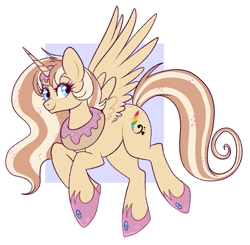 Size: 861x843 | Tagged: safe, artist:lulubell, oc, oc only, oc:lulubell, alicorn, pony, alicorn oc, alicornified, donut, female, food, freckles, horn, jewelry, mare, princess of donuts, race swap, regalia, simple background, solo, white background, wings
