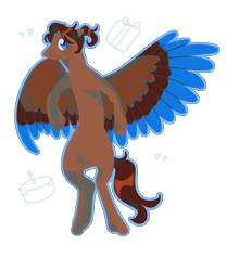 Size: 1412x1524 | Tagged: safe, artist:lanternik, oc, oc only, pegasus, pony, colored wings, flying, horns, pegasus oc, simple background, smiling, solo, transparent background, two toned wings, wings