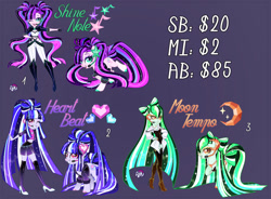 Size: 1280x942 | Tagged: safe, artist:emperor-anri, oc, oc only, oc:heart beat, oc:heart beat(anri), oc:moon tempo, oc:shine note, earth pony, human, pony, equestria girls, g4, boob window, boots, chains, clothes, coat markings, colored hooves, corset, earth pony oc, equestria girls oc, eyelashes, eyeshadow, female, grin, headworn microphone, heart shaped boob window, high heel boots, high heels, hoof polish, jewelry, long hair, long mane, long tail, looking at you, makeup, mare, nail polish, necklace, one eye closed, pigtails, ponytail, raised hoof, shoes, smiling, socks (coat markings), sparkly hair, sparkly mane, sparkly tail, standing, stockings, tail, thigh highs, twintails, wink