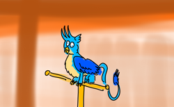Size: 5200x3200 | Tagged: safe, artist:horsesplease, gallus, griffon, derp, gallus the rooster, gallusposting, perching