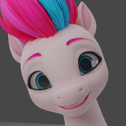 Size: 1920x1920 | Tagged: safe, zipp storm, pegasus, pony, g5, my little pony: a new generation, 3d, cube, female, gray background, grin, mare, simple background, smiling