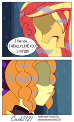 Size: 1280x2099 | Tagged: safe, artist:crock2121, adagio dazzle, sunset shimmer, human, equestria girls, g4, my little pony equestria girls: better together, comic, dialogue, duo, female, lesbian, ship:sunsagio, shipping
