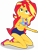 Size: 2482x3252 | Tagged: safe, alternate version, artist:dustinwatsongkx, sunset shimmer, human, equestria girls, g4, accessory swap, bare shoulders, bikini, clothes, clothes swap, eyebrows, female, geode of telekinesis, high res, kneeling, lidded eyes, looking up, magical geodes, sandals, sci-twi swimsuit, simple background, sleeveless, smiling, solo, swimsuit, swimsuit swap, transparent background