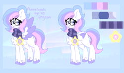 Size: 3000x1761 | Tagged: safe, artist:ladylullabystar, oc, oc:lullaby star, pegasus, pony, alternate design, clothes, female, mare, reference sheet, scarf, solo