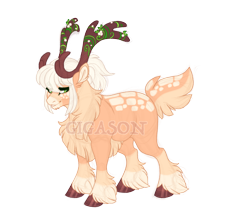 Size: 2900x2500 | Tagged: safe, artist:gigason, oc, oc only, oc:mistletoe, hybrid, high res, magical lesbian spawn, obtrusive watermark, offspring, parent:applejack, parent:bori the reindeer, simple background, solo, transparent background, unshorn fetlocks, watermark