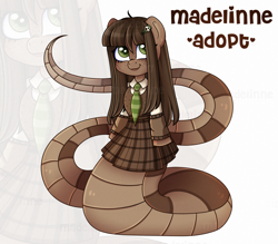 Size: 2596x2269 | Tagged: safe, artist:madelinne, oc, oc only, lamia, original species, snake, adoptable, adoptable open, clothes, female, high res, long hair, mare, simple background, skirt, white background, zoom layer