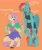 Size: 1707x2048 | Tagged: safe, artist:chibadeer, fluttershy, rainbow dash, pegasus, slug, anthro, unguligrade anthro, cellphone, clothes, duo, female, looking at each other, looking at someone, orange background, phone, polish, simple background, smartphone, squatting, standing, talking, translated in the comments