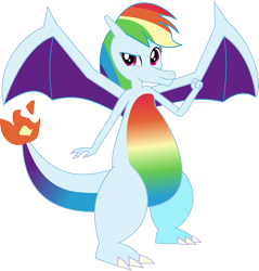 Size: 2335x2440 | Tagged: safe, artist:static51302, rainbow dash, charizard, pegasus, pony, g4, high res, pokefied, pokémon, ponymon, simple background, solo, transparent background