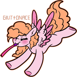 Size: 1382x1385 | Tagged: safe, artist:sexygoatgod, oc, oc only, oc:surprise party, pegasus, pony, adoptable, female, magical lesbian spawn, mare, offspring, parent:pinkie pie, parent:surprise, party horn, pegasus oc, simple background, solo, transparent background