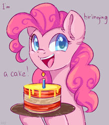 Size: 2100x2400 | Tagged: safe, artist:ske, pinkie pie, earth pony, pony, g4, cake, candle, food, high res, solo
