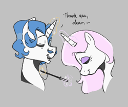Size: 366x307 | Tagged: safe, artist:dsstoner, fancypants, fleur-de-lis, pony, unicorn, g4, aggie.io, cigarette, cigarette holder, clothes, female, fire, glowing, glowing horn, horn, lowres, magic, magic aura, male, mare, open mouth, simple background, smiling, stallion, talking, telekinesis