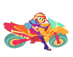 Size: 4500x3559 | Tagged: safe, artist:gmaplay, sunset shimmer, human, equestria girls, g4, my little pony equestria girls: friendship games, akira, boots, clothes, friendship games motocross outfit, friendship games outfit, gloves, motocross outfit, motorcross, motorcycle, motorcycle outfit, pose, reference, shoes, simple background, solo, transparent background, tri-cross relay outfit