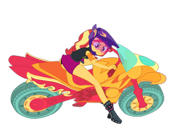 Size: 4500x3559 | Tagged: safe, artist:gmaplay, sunset shimmer, human, equestria girls, g4, my little pony equestria girls: friendship games, akira, friendship games motocross outfit, friendship games outfit, motocross outfit, motorcycle, motorcycle outfit, pose, reference, simple background, solo, transparent background, tri-cross relay outfit