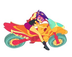 Size: 4500x3559 | Tagged: safe, artist:gmaplay, sunset shimmer, human, equestria girls, g4, my little pony equestria girls: friendship games, akira, boots, helmet, motorcross, motorcycle, pose, reference, shoes, simple background, solo, transparent background